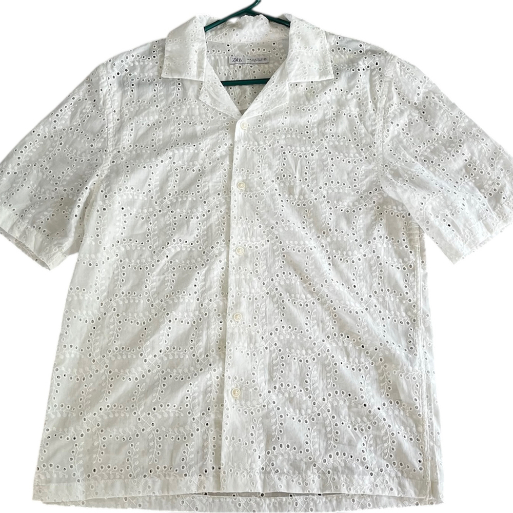 Zara White Eyelet Blouse